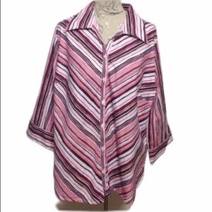 𝅺jennifer Lauren Pink Striped Top 2X